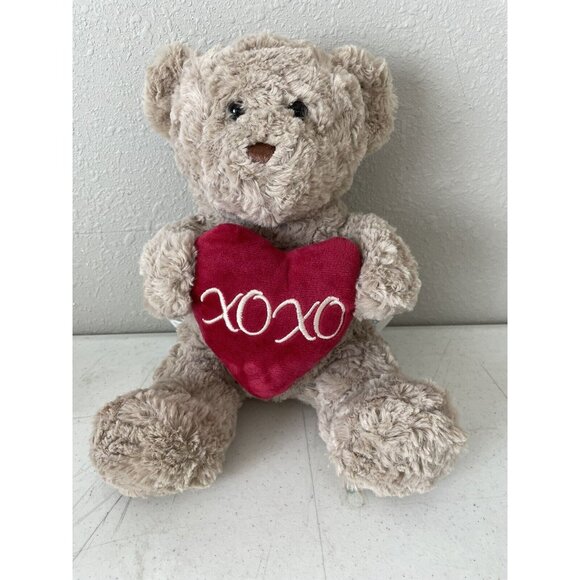 Hug Fun Soft Gray Teddy Bear Stuffed 12” Plush Hugs Kisses Heart Valentine XOXO - Picture 2 of 8